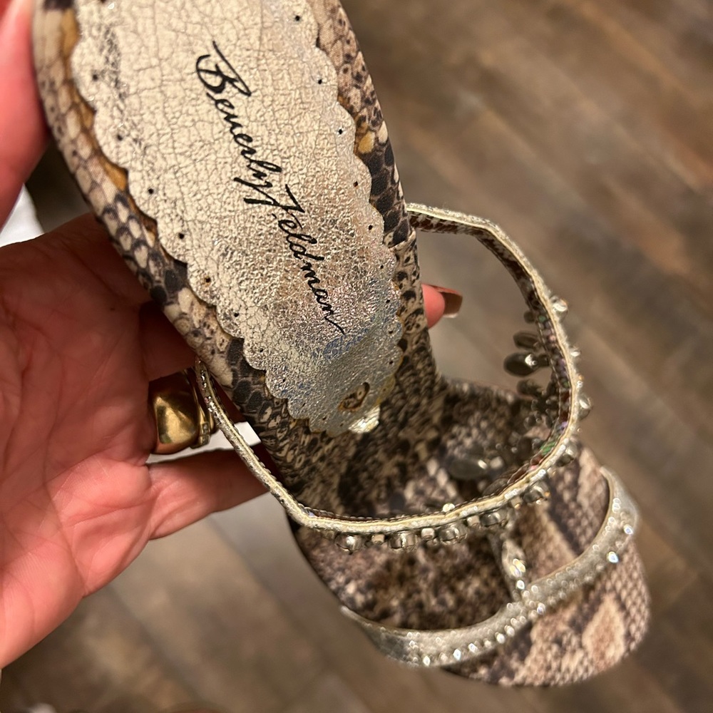 Beverly Feldman Silver Python / Rhinestone Sandal - image 4